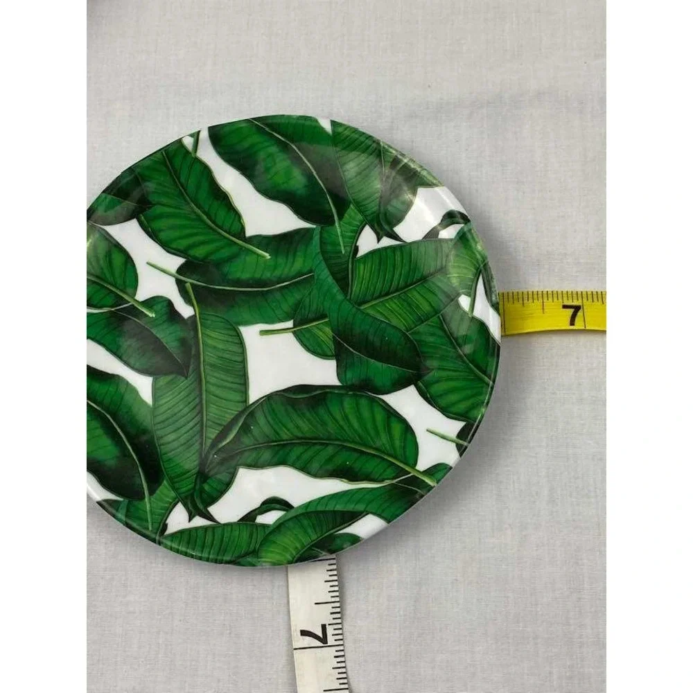 Tropical Banana Leaf‎ Melamine Plates Set 6 Green Summer Poolside Outdoor